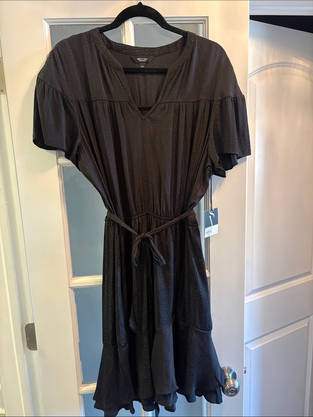 Simply Vera Vera Wang Black Midi Dress with Waist Tie